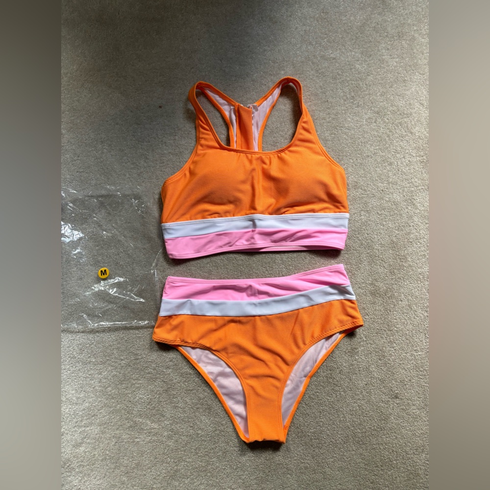 Sunikini Textured Malibu Cut Back Crop Bikini Set